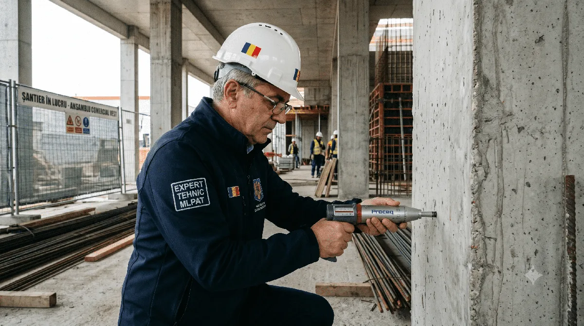 Consultant construcții MLPAT realizând o expertiză tehnică